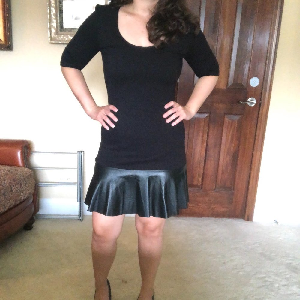 Twenty Montreal Black Dress w/ Leather Peplum